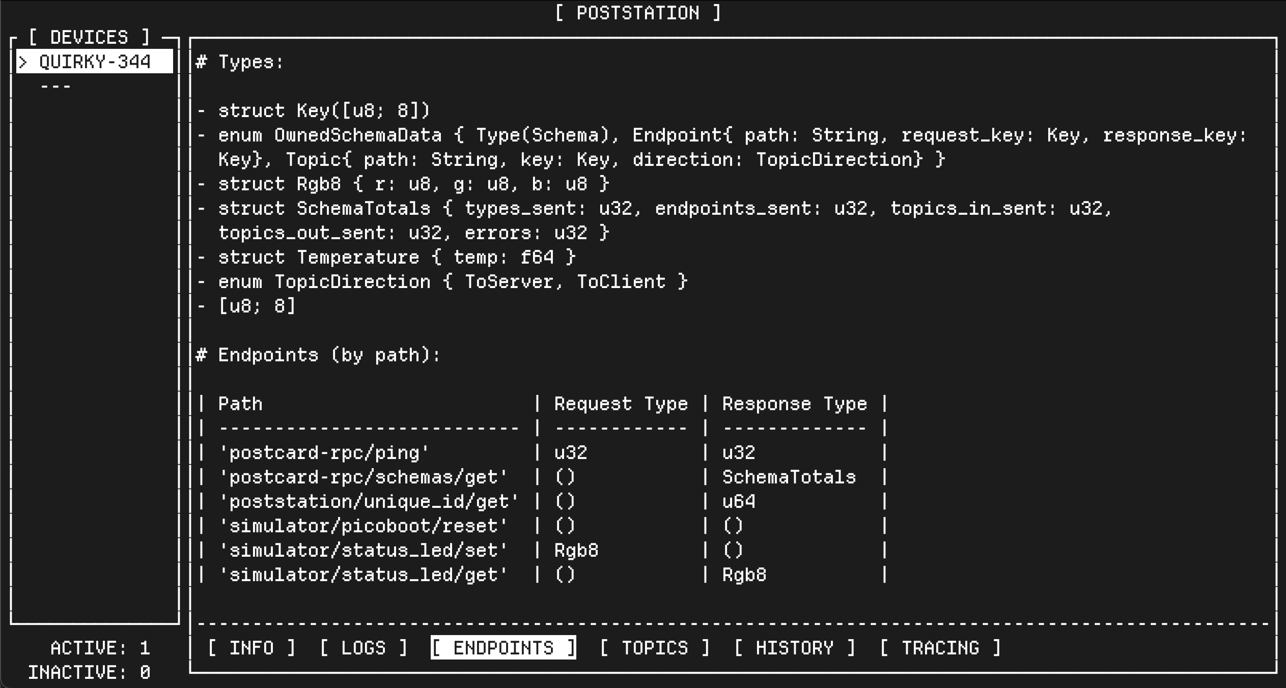 Endpoints page